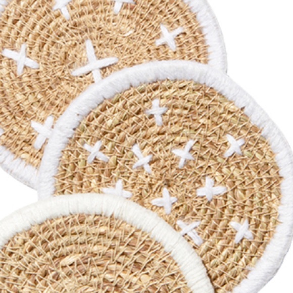 Set of 4 Coasters Seagrass Bloomingville Woven NWT - Picture 6 of 8